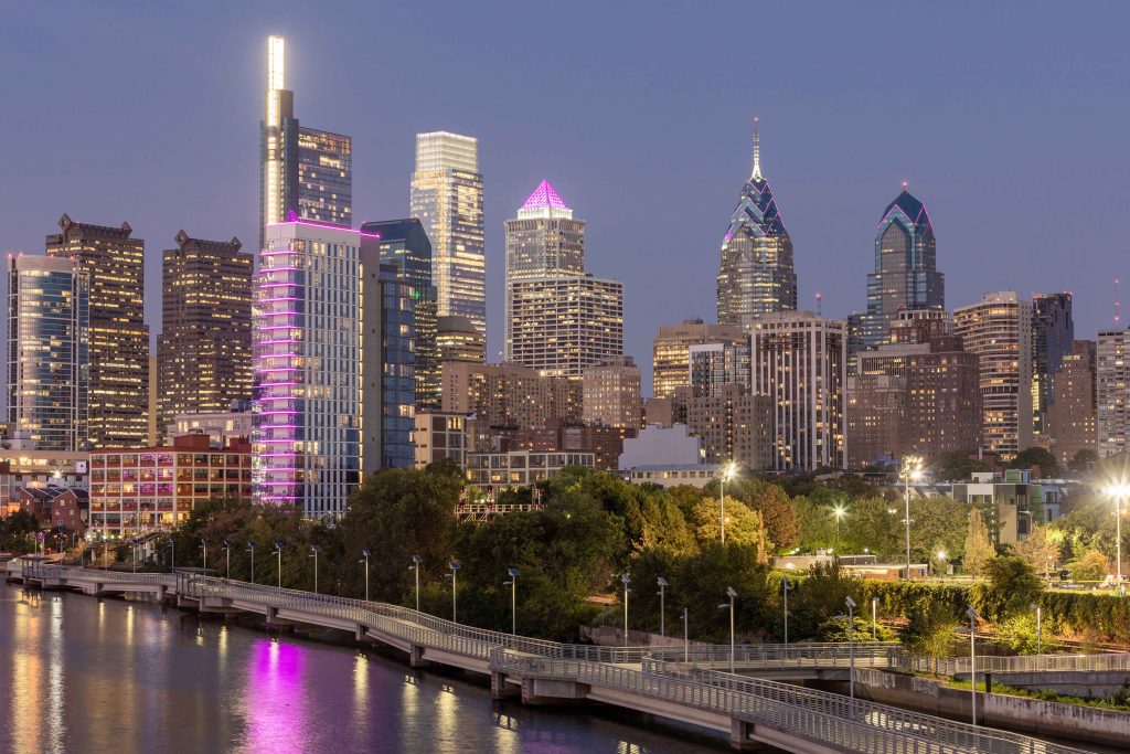 Courier Service Philadelphia - Early Evening Skyline Looking Northeast From Schuylkill
